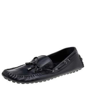 Louis Vuitton Black Leather Arizona Bow Loafers Size 46