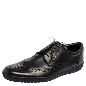 Pre Owned Louis Vuitton Black Brogue Leather Lace Up Oxfords Size 43