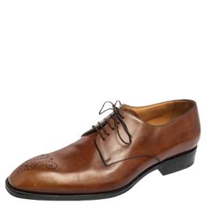 Pre Owned Louis Vuitton Brown Brogue Leather Lace Up Derby Size 44