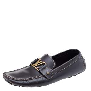 مملوكة مسبقًا حذاء لوفرز لوي فيتون مونت كارلو جلد بني سليب أون مقاس 43.5