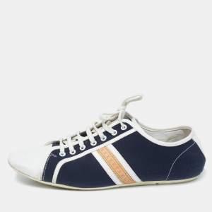 Louis Vuitton Navy Blue/White Canvas and Leather Low Top Sneakers Size 42.5