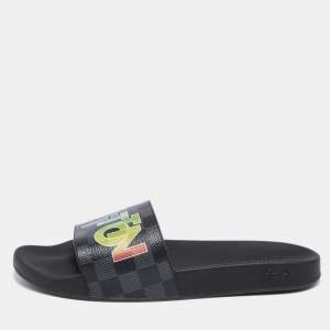Pre Owned Louis Vuitton Black Damier  Canvas Waterfront Sclipse Flat Sandals Size 42.5  
