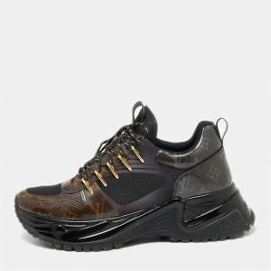 Louis Vuitton Black/Brown Monogram Canvas and Mesh Run Away Pulse Sneakers Size 41.5