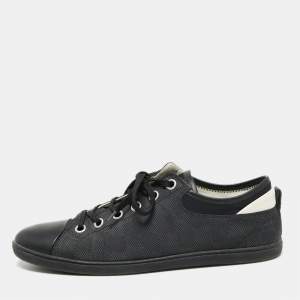 Louis Vuitton Black/Grey Graphite Damier Nylon and Leather Cap Toe Low-Top Sneakers Size 40.5