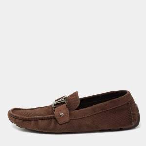 Louis Vuitton Brown Suede  Monte Carlo Slip on Loafers Size 44.5
