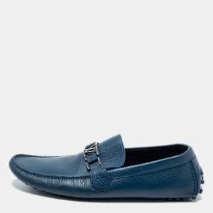 Louis Vuitton Blue Leather Hockenheim Slip-On Loafers Size 43
