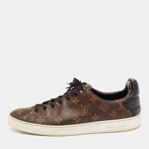 مملوكة مسبقًا Louis Vuitton Brown/Black Monogram Canvas And Leather Frontrow Low Top Sneakers Size 43