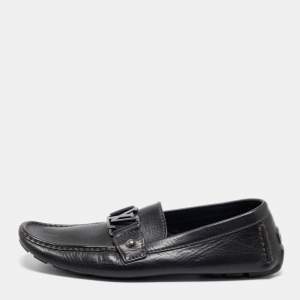 Pre Owned Louis Vuitton Black Leather Monte Carlo Loafers Size 42.5