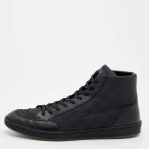 Louis Vuitton Damier Graphite Nylon And Leather Offshore High Top Sneakers Size 44