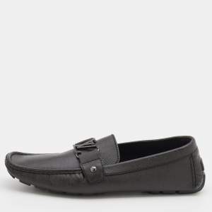 Louis Vuitton Graphite Leather Monte Carlo Slip On Loafers Size 44