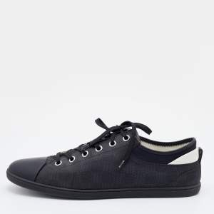 Louis Vuitton Black Graphite Damier Nylon And Leather Cap Toe Low Top Sneakers Size 45