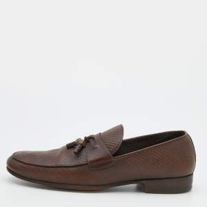 Louis Vuitton Brown Damier Leather Slip On Loafers Size 43