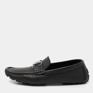 Louis Vuitton Black Leather Monte Carlo Slip On Loafers Size 42.5