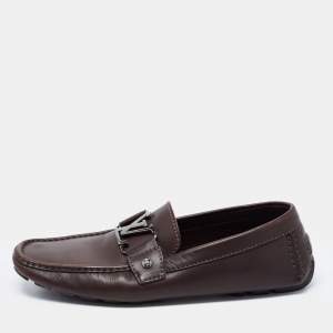 Louis Vuitton Brown Leather Slip on Loafers Size 41