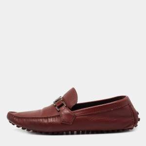 Louis Vuitton Red Leather Hockenheim Loafers Size 45 