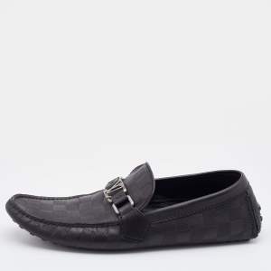 Louis Vuitton Black Damier Infini Leather Hockenheim Slip on Loafers Size 41