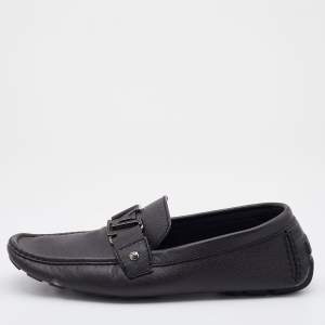 Louis Vuitton Black Leather Monte Carlo Slip On Loafers Size 43