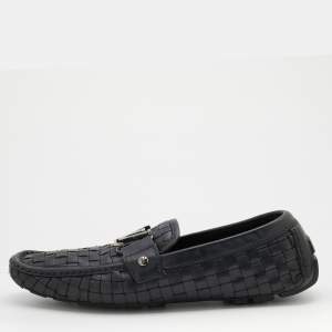 Louis Vuitton Midnight Blue Woven Leather Monte Carlo Slip On Loafers Size 41