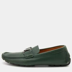 Louis Vuitton Green Leather Monte Carlo Slip On Loafers Size 41
