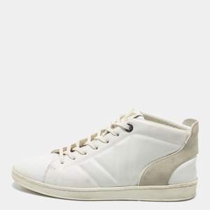 Louis Vuitton White Leather and Suede High Top Sneakers Size 41