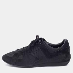 Louis Vuitton Black Petit Damier Canvas and Suede Vibes Low Top Sneakers Size 43