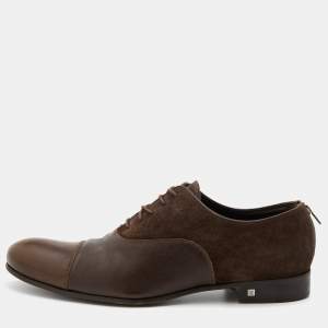 Louis Vuitton Dark Brown Leather and Suede Lace Up Oxfords Size 42