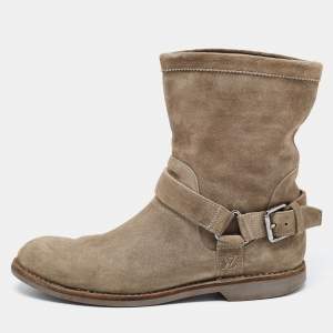 Louis Vuitton Grey Suede Ankle Length Boots Size 42