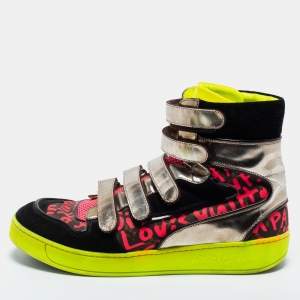 Louis Vuitton Multicolor Leather and Suede Graffiti Stephen High Top Sneakers Size 40