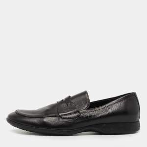 Louis Vuitton Black Leather Slip On Loafers Size 41
