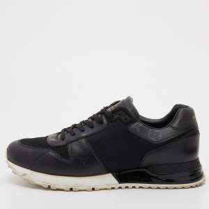 Louis Vuitton Black Leather, Mesh and Monogram Canvas Run Away Sneakers Size 41