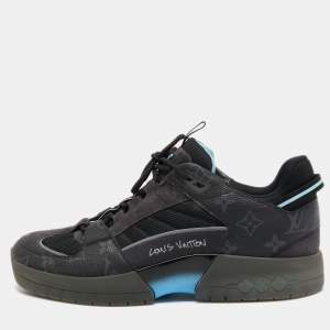 Louis Vuitton Grey/Black Suede, Mesh and Monogram Canvas Sneakers Size 42