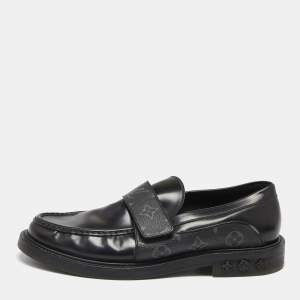 Louis Vuitton Black Monogram Canvas and Leather Loafers Size 42