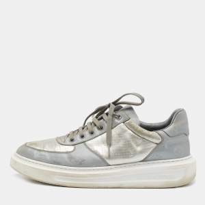 Louis Vuitton Silver Monogram Nylon and Canvas Low Top Sneakers Size 41