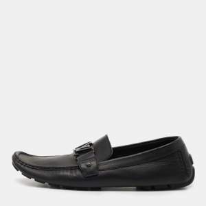 Louis Vuitton Black Leather Monte Carlo Loafers Size 44.5