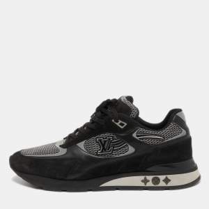 Louis Vuitton Black Leather and Suede Run Away Sneakers Size 45 