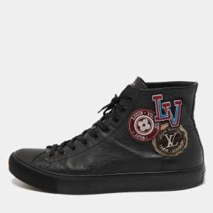 Louis Vuitton Black Leather Tattoo LV League Sneakers Size 43