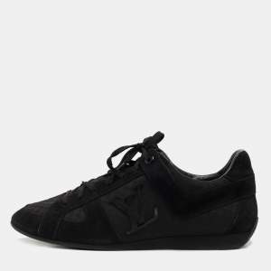 Louis Vuitton Black Suede and Canvas Low Top Sneakers Size 43