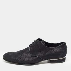 Louis Vuitton Black Damier Laminated Suede Lace Up Derby Size 40