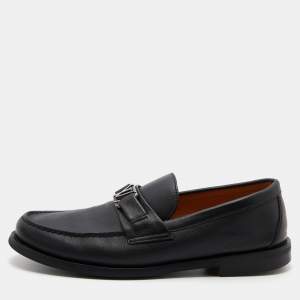 Louis Vuitton Black Leather Major Slip On Loafers Size 40
