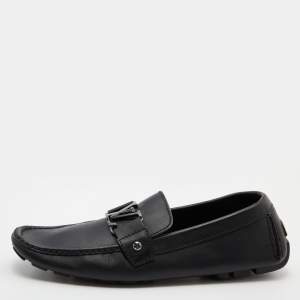 Louis Vuitton Black Leather Monte Carlo Slip On Loafers Size 43