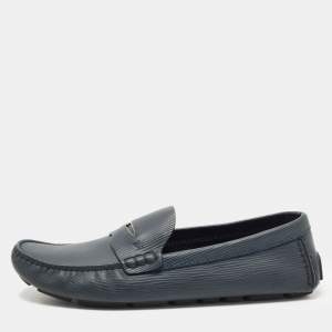 Louis Vuitton Grey Leather Slip On Driving Loafers Size 43