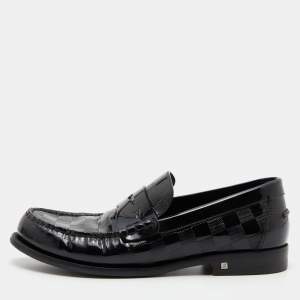 Louis Vuitton Black Damier Infini Patent Leather Loafers Size 41.5