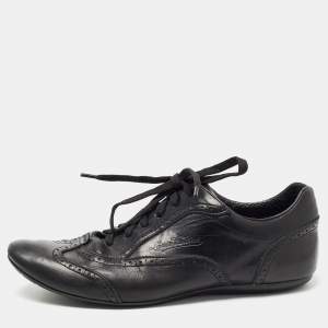 Louis Vuitton Black Leather Brogues Low Top Sneakers Size 42.5