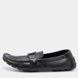 Louis Vuitton Black Leather Monte Carlo Slip On Loafers Size 43.5