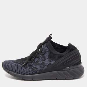 Louis Vuitton Black/Grey Damier Knit Fabric Fastlane Low Top Sneakers Size 41