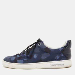 Louis Vuitton Black Leather and Fabric Low Top Sneakers Size 40.5
