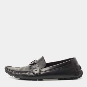 Louis Vuitton Black Leather Monte Carlo Loafers Size 44.5