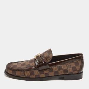 Louis Vuitton Brown Damier Canvas and Leather Major Loafers Size 43