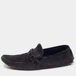 Louis Vuitton Blue Suede Hockenheim Slip On Loafers Size 44