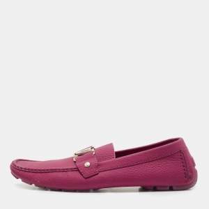 Louis Vuitton Burgundy Leather Monte Carlo Slip On Loafers Size 43.5